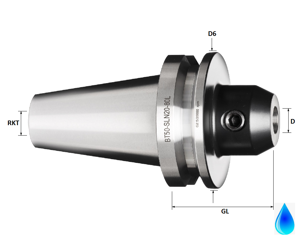 BT50 20.0mm End Mill/Weldon Holder, 80mm GL, Form AD (Standard Accuracy)